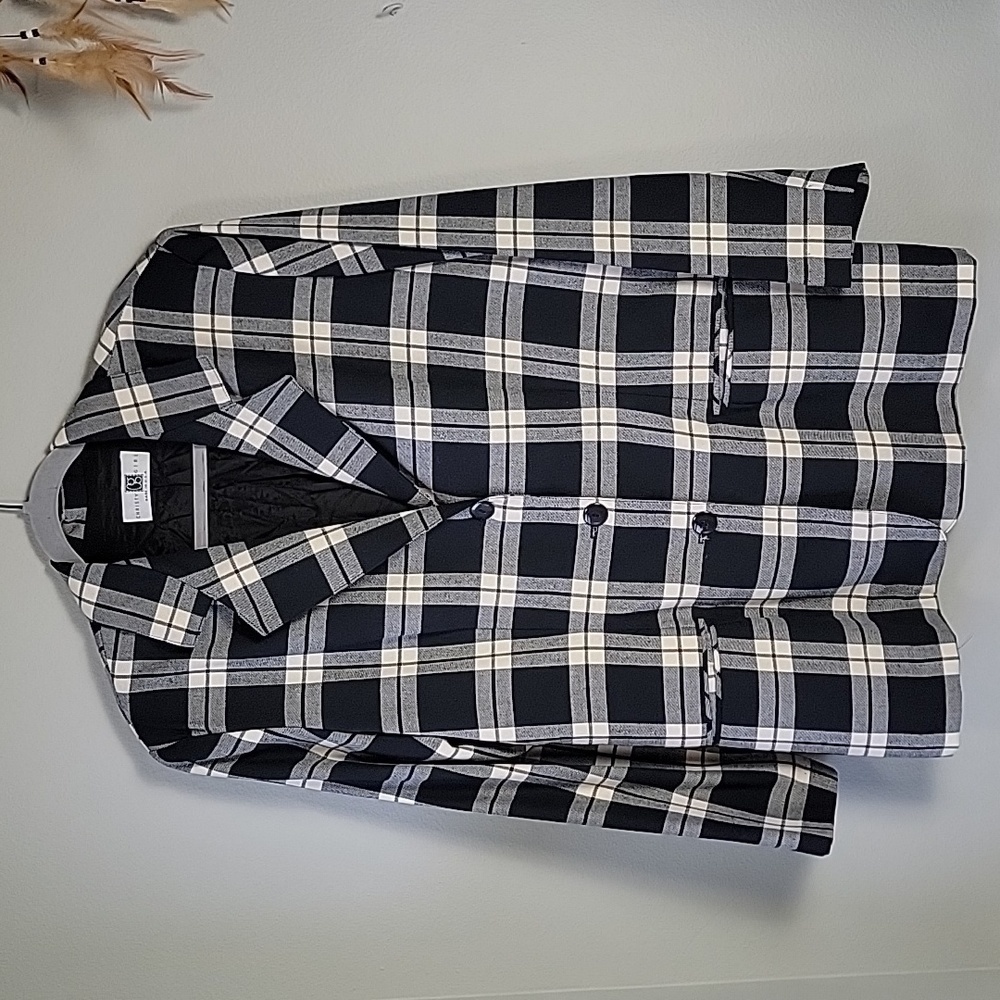 Vintage Christy girl navy plaid blazer